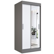 Szafa przesuwna MODUO COMFORT 90 antracyt/biała mat z lustrem po prawej MKPOL