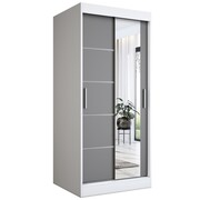 Szafa przesuwna MODUO COMFORT 2 90 biała mat/antracyt z lustrem MKPOL