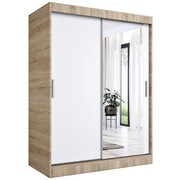 Szafa przesuwna MODUO COMFORT 150 dąb sonoma/biała mat z lustrem po prawej MKPOL