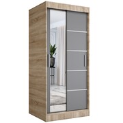 Szafa przesuwna MODUO COMFORT 3 90 dąb sonoma/antracyt z lustrem MKPOL