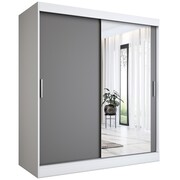 Szafa przesuwna MODUO COMFORT 180 biała mat/antracyt z lustrem po prawej MKPOL