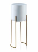 Osłonka metalowa na stojaku SWEN Ø 20x54cm biała/złota MONDEX