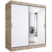 Szafa przesuwna MODUO COMFORT 180 dąb sonoma/biała mat z lustrem po prawej MKPOL