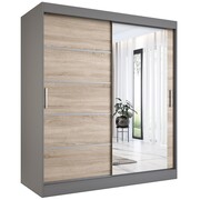 Szafa przesuwna MODUO COMFORT 2 180 antracyt/dąb sonoma z lustrem MKPOL