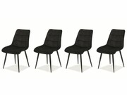 Zestaw krzeseł CHIC VELVET 4 szt czarne SIGNAL