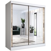 Szafa przesuwna MODUO COMFORT 180 biała mat/dąb sonoma z dwoma lustrami MKPOL