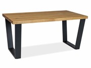 Ława VALENTINO B 110x60 dąb lite drewno/czarna SIGNAL