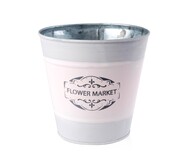 Osłonka metalowa FLOWER MARKET Ø 13x12,5cm szara/różowa MONDEX