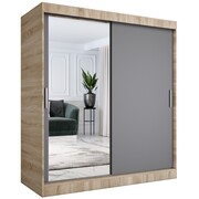 Szafa przesuwna MODUO COMFORT 180 dąb sonoma/antracyt z lustrem po lewej MKPOL