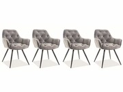 Zestaw krzeseł CHERRY VELVET 4 szt szare SIGNAL