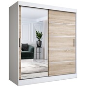 Szafa przesuwna MODUO COMFORT 3 180 biała mat/dąb sonoma z lustrem MKPOL