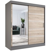 Szafa przesuwna MODUO COMFORT 3 180 antracyt/dąb sonoma z lustrem MKPOL