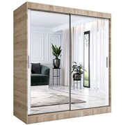 Szafa przesuwna MODUO COMFORT 180 dąb sonoma/biała mat z dwoma lustrami MKPOL