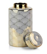 Wazon ceramiczny CHARLOTTE WHITE ⌀20x40 cm biały/złoty MONDEX