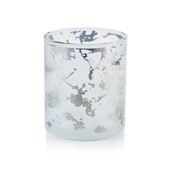 Świecznik szklany ODETTE SILVER ⌀8,5x10 cm biały/srebrny MONDEX