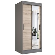 Szafa przesuwna MODUO COMFORT 90 antracyt/dąb sonoma z lustrem po prawej MKPOL