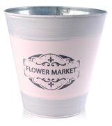 Osłonka metalowa FLOWER MARKET Ø 17x17cm szara/różowa MONDEX