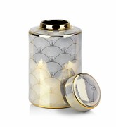 Wazon ceramiczny CHARLOTTE WHITE ⌀18x30 cm biały/złoty MONDEX