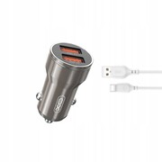 XO ładowarka samochodowa CC48 2x USB 2,4A szara + kabel USB-C XO