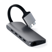 Satechi Type-C Dual Multimedia Adapter - aluminiowy adapter do MacBook z podwójnym USB-C (USB-C PD 60W, 2x USB-A, 2x HDMI 4K, czytnik kart micro/SD, E Sariana LLC dba Satechi