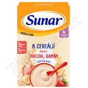 Sunar Mléčná kaše 8 cereálií jahoda/banán 6m+ 210g _HRO-E