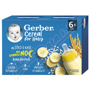 Gerber Cereal Ml.s kaší dob.noc banán.2x200ml 6m+