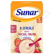 Sunar Mléčná kaše 8 cereál. jahoda/malina 8m+ 210g