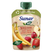 Sunar Kapsička 4m+ ban.jabl.jahoda malina BIO 100g _HRO-E
