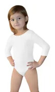 Bodysuit girls ¾ sleeve leotard WHITE Gwinner