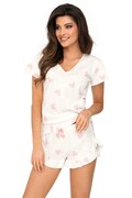 Piżama Sweet 1/2 ecru/pudrowy róż Donna