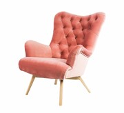 Fotel uszak CHESTERFIELD Pudrowy Róż Emra Wood Design