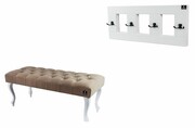 Ławka Pufa Pikowana Cappuccino Tapicerowany LPP-1 + Wieszak Ścienny WDC-17 Emra Wood Design