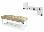 Ławka Pikowana Ekoskóra Beż LPP-3 + Wieszak Ścienny WDC-35 Emra Wood Design