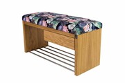 Ławka Szafka Pufa Tapicerowana Siedzisko Gładkie Akwarela Kwiaty Ptaki LGS-2 Rozmiary od 50 cm do 200 cm Emra Wood Design