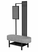 Ławka Do Przedpokoju Z Wieszakiem I Lustrem Metalowa Siedzisko Tapicerowane Stal LMW-11 Emra Wood Design