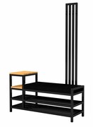 Ławka Do Przedpokoju Z Wieszakiem Metalowa Siedzisko Czarny Tapicerowane Stal LMW-13 Emra Wood Design