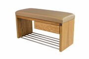 Ławka Szafka Pufa Tapicerowana Siedzisko Gładkie Ekoskóra Beż LGS-2 Rozmiary od 50 cm do 200 cm Emra Wood Design