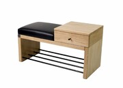 Ławka Szafka Dąb Pufa Tapicerowana Siedzisko Gładkie Ekoskóra Czarny LGS-109 Rozmiary od 50 cm do 200 cm Emra Wood Design