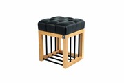 Ławka Taboret Pufa Pikowana Ekoskóra Czarny Guzik Tapicerowany LPP-90 Emra Wood Design