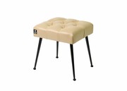 Taboret Pufa Pikowana Beżowa Ekoskóra Guzik Kryształ LPP-201 Emra Wood Design