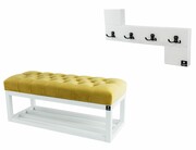 Ławka Pikowana Żółcień Cytrynowa LPP-3 + Wieszak Ścienny WDC-35 Emra Wood Design