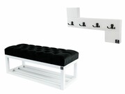 Ławka Pikowana Czarna LPP-3 + Wieszak Ścienny WDC-35 Emra Wood Design