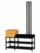 Ławka Do Przedpokoju Z Wieszakiem I Szufladą Metalowa Siedzisko Tapicerowane Czarny Stal LMW-18 Emra Wood Design