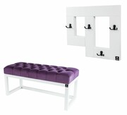 Ławka Pufa Pikowana Fiolet LPP-2 + Wieszak Ścienny WDC-19 Kolory Emra Wood Design