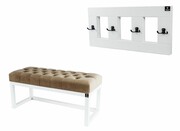Ławka Pufa Pikowana Cappuccino LPP-2 + Wieszak Ścienny WDC-17 Kolory Emra Wood Design