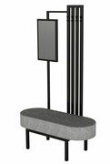 Ławka Do Przedpokoju Z Wieszakiem I Lustrem Metalowa Siedzisko Tapicerowane Stal LMW-3 Emra Wood Design