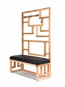 Ławka Szafka Pufa Tapicerowana Siedzisko Gładkie Ekoskóra Czarny Wieszak LGS-74 Rozmiary od 50 cm do 200 cm Emra Wood Design