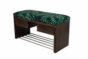 Ławka Szafka Pufa Tapicerowana Siedzisko Gładkie Liscie Tropikalne LGS-4 Rozmiary od 50 cm do 200 cm Emra Wood Design