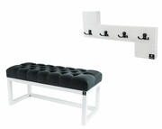 Ławka Pufa Pikowana Grafit Guzik Tapicerowany LPP-2 + Wieszak Ścienny WDC-35 Kolory Emra Wood Design