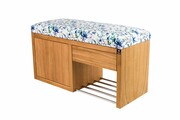 Ławka Szafka Pufa Tapicerowana Siedzisko Gładkie Kwiaty Malowane LGS-7 Rozmiary od 50 cm do 200 cm Emra Wood Design